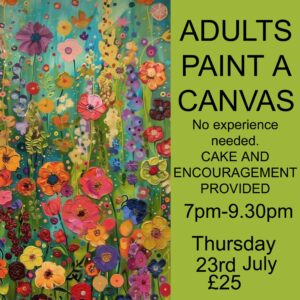 Adults paint a canvas