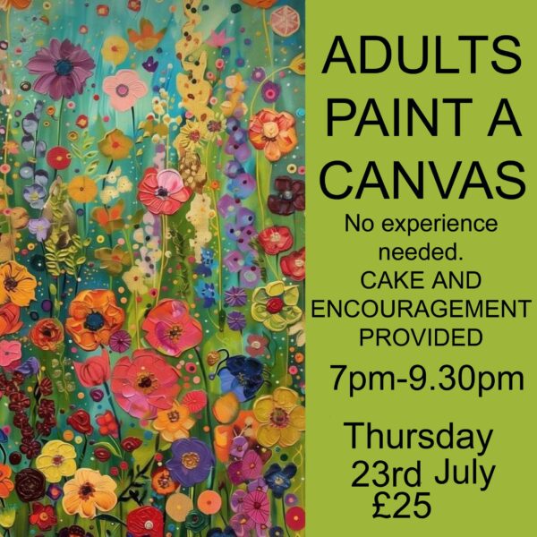 Adults paint a canvas